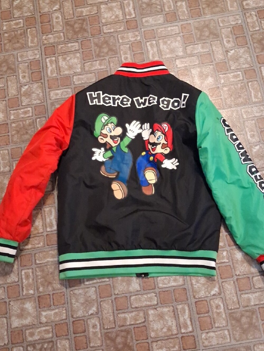 Kids Super Mario Colorblock Bomber Jacket & Tee Shirt Size 10-12 - Picture 3 of 6
